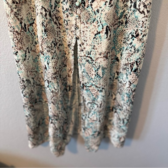 New AFRM Long Sleeve Midi Dress, Aqua All-Over Snake Print, Size Medium - Picture 16 of 16